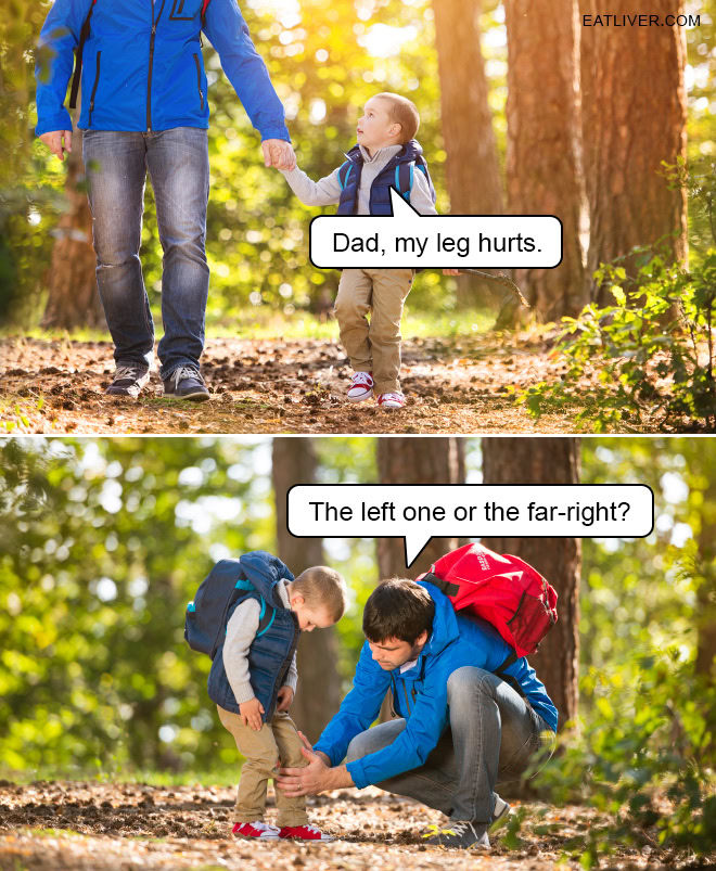 Far-Right Meme: Dad, My Leg Hurts…