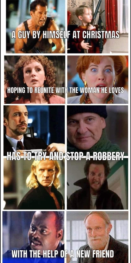 Die Hard and Home Alone comparison meme